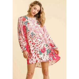 UMGEE Women's Mixed Print Crochet Ruffle Dress Size Large NWT